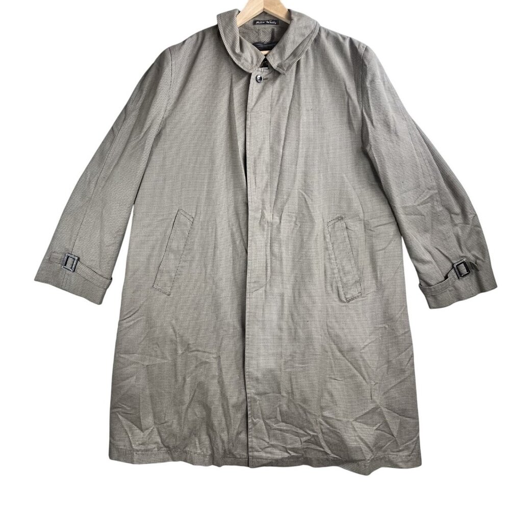 Vintage Harbor Master Coat Mens 44 Long Houndstooth John Weitz Lined USA 70s